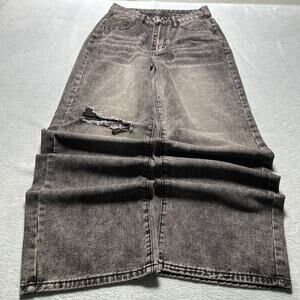 Y2K 2000s Beyond Baggy Black Jeans mens 28x30 Hamilton Wide Tripp Loose NYC Rip